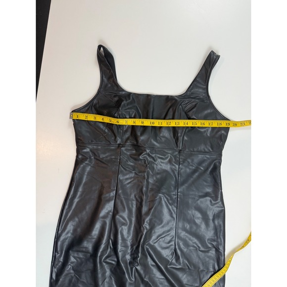 Sofia Jeans Black Faux Leather Midi Dress Square Neck Sleeveless Plus Size XXL - Picture 3 of 6